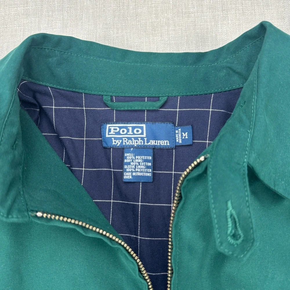 Polo Ralph Lauren Bi-Swing Harrington Jacket Mens M Green Red Pony Zip Up Lined